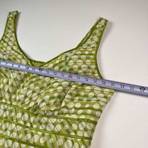 Vintage Robbie Bee Polka Dot Babydoll Midi Dress 18W Lime Green Milkmaid Retro - Picture 5 of 10